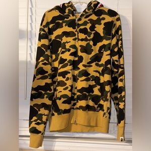 BAPE Full Zip Shark Hoodie Yellow Camo, Made in Japan, Size L